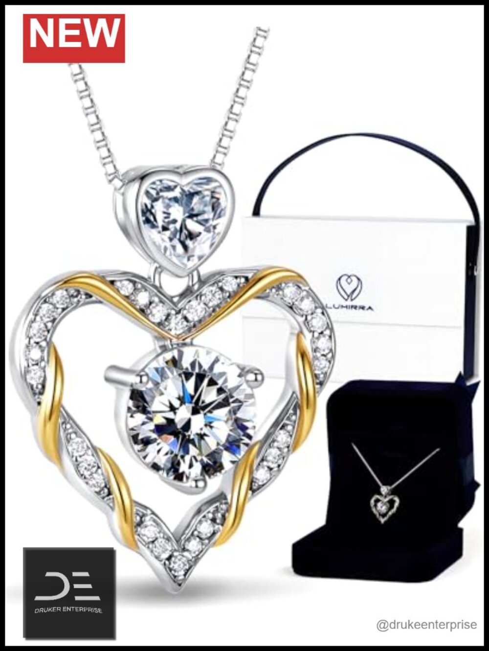 1.5 Carat Moissanite Heart Pendant Necklace 925 Sterling Silver Women Gift